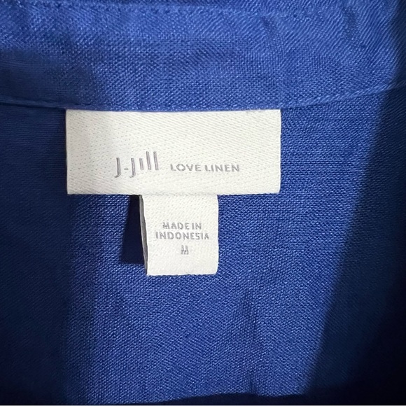 J Jill Love Linen Royal Blue Button Up Long Sleeve Shirt size medium - Picture 3 of 7
